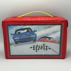 Vintage 1992 Matchbox Hotwheels Car Carry Case 24 Cars Vernon Red Yellow 2 Trays